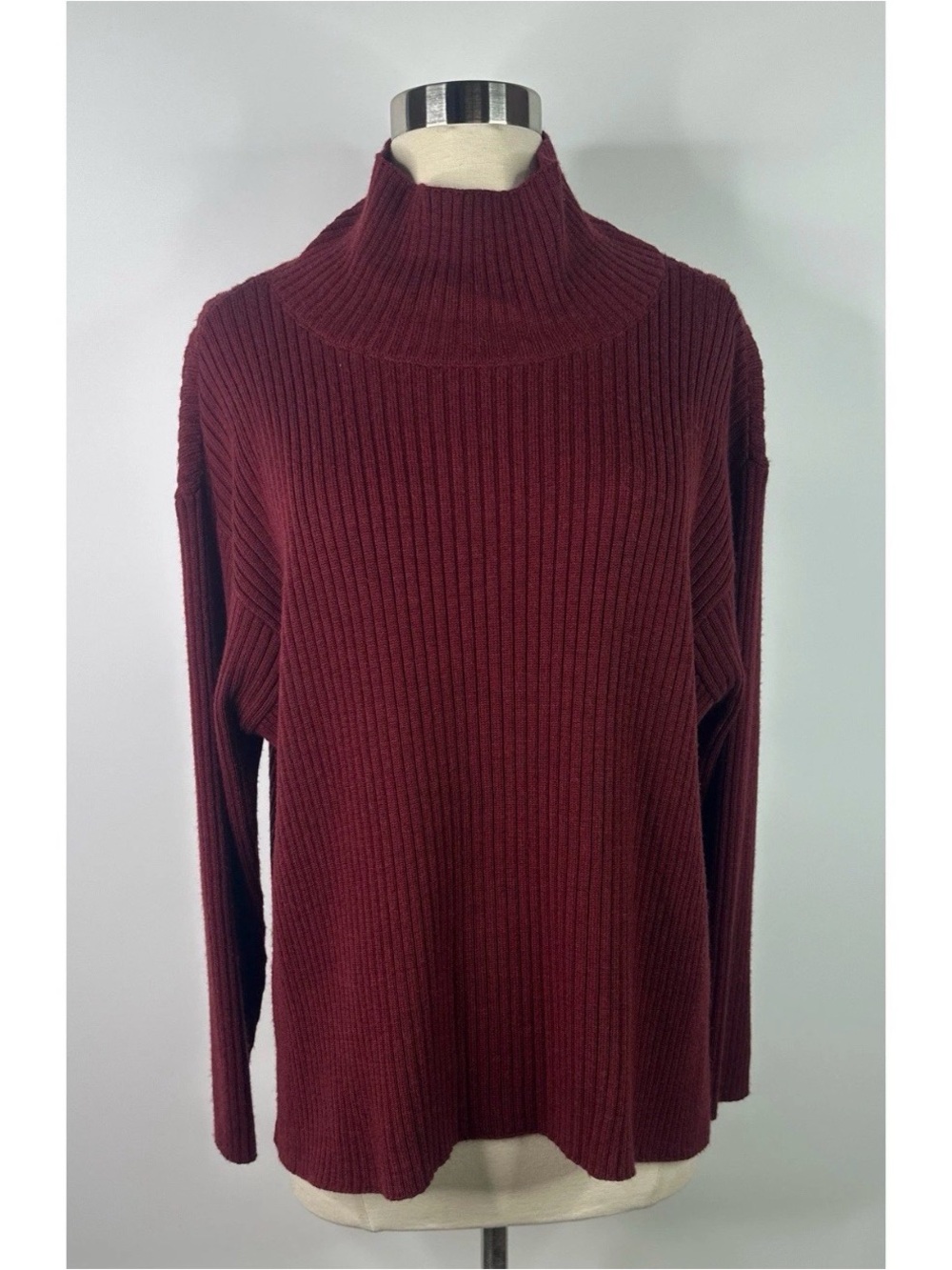 Eileen Fisher mock neck extra fine merino wool sweater